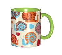 WSHFFILO Cute Snail Printed Mug Double-Coloured Mug Ceramic Mug