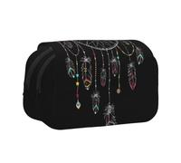 WSHFFILO Dark Dream Catcher Printed Double Clamshell Pen Case Pencil Pouch Portable Stationery Bag