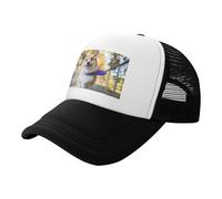 WSHFFILO Dog Corgi printed Trucker Hats Adjustable Mesh Baseball Cap Sports hat
