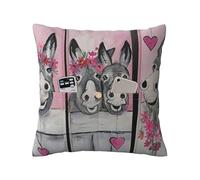 WSHFFILO donkey and flower printed Linen Decorative Throw Pillow decorative pillowcase