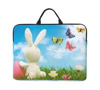 WSHFFILO Easter Bunny with Eggs and Spring Butterfly printed 14in Laptop Case Portable Laptop Bag Laptop Organiser