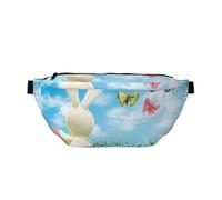 WSHFFILO Easter Bunny with Eggs and Spring Butterfly Printed Crossbody Waist Pack Casual Chest Bag