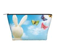 WSHFFILO Easter Bunny with Eggs and Spring Butterfly Printed Daily Storage Bag Makeup Bag Travel Toiletry Bag Cosmetic Bag