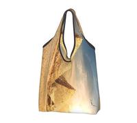 WSHFFILO Egyptian Pyramid in Desert printed Portable shopping bag storage bag tote