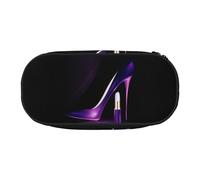 WSHFFILO Elegant Purple High Heels with Lipstick Printed Pencil Bag Pencil Case Pencil Pouch Portable Stationery Bag