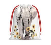 WSHFFILO Elephant and Sunflower printed Drawstring Gift Bag Decoration Gift Wrap Bags