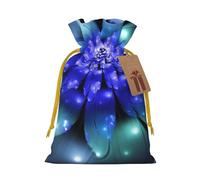 WSHFFILO Fantasy Blue Flower printed Bag Jute Drawstring Gift Bag