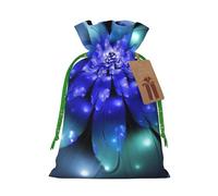 WSHFFILO Fantasy Blue Flower printed Bag Jute Drawstring Gift Bag