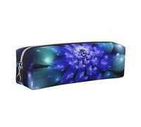 WSHFFILO Fantasy Blue Flower Printed Leather Pencil Case Pencil Pouch
