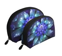 WSHFFILO Fantasy Blue Flower Printed Portable Bags Clutch Pouch Makeup Bag