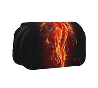 WSHFFILO Fire Nude Woman Flame Printed Double Clamshell Pen Case Pencil Pouch Portable Stationery Bag