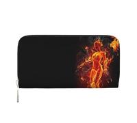 WSHFFILO Fire Nude Woman Flame Printed Leather Hand Wallet Long Clutch Leather Wallet