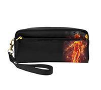 WSHFFILO Fire Nude Woman Flame Printed Pencil Case Small Makeup Bag Portable Stationery Pouch