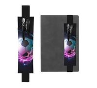 WSHFFILO Fire Soccer Ball Printed Leather Pen Holder Bookmark Pencil Case