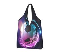 WSHFFILO Fire Soccer Ball printed Portable shopping bag storage bag tote