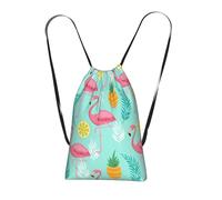 WSHFFILO Flamingo printed Storage bag with a drawstring backpack Drawstring strap pack Gym Bag