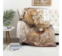 WSHFFILO Floral with Butterfly printed Flannel Blanket 40x60in Air-conditioned blanket Plush sofa throw