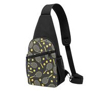 WSHFFILO Funny Tennis Racquets and Tennis Balls printed Chest pack Sling Backpack Portable chest bag