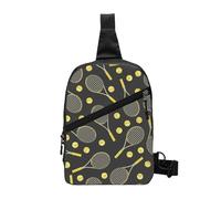 WSHFFILO Funny Tennis Racquets and Tennis Balls Printed Chest Package Sling Backpack