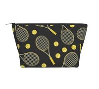 WSHFFILO Funny Tennis Racquets and Tennis Balls Printed Daily Storage Bag Makeup Bag Travel Toiletry Bag Cosmetic Bag