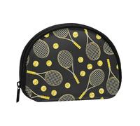 WSHFFILO Funny Tennis Racquets and Tennis Balls Printed Shell Storage Bag Mini Coin Organiser