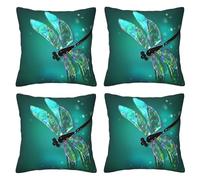 WSHFFILO Galaxy Animal Dragonfly printed Throw pillow Decorative Pillow Cover Soft Square Cushion Cover