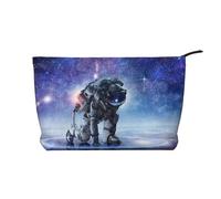 WSHFFILO Galaxy Astronaut Printed Corduroy Makeup Bag Travel Toiletry Bag Cosmetic Bag Clutch Bag