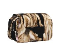 WSHFFILO German Shepherd Printed Double Clamshell Pen Case Pencil Pouch Portable Stationery Bag