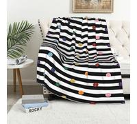 WSHFFILO Glitter Rainbow Polka Dot Stripe Black and White printed Flannel Blanket 40x60in Air-conditioned blanket Plush sofa throw