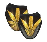 WSHFFILO Golden Cannabis printed Mini Silicone Oven Mitts Multi-functional oven gloves