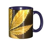 WSHFFILO Golden Cannabis Printed Mug Double-Coloured Mug Ceramic Mug