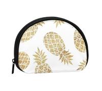 WSHFFILO Golden Pineapple Background Printed Shell Storage Bag Mini Coin Organiser