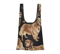 WSHFFILO Golden Retrievers printed Fold eco-friendly shopping bag Portable tote storage bag
