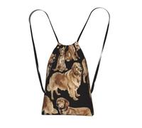 WSHFFILO Golden Retrievers printed Storage bag with a drawstring backpack Drawstring strap pack Gym Bag