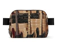 WSHFFILO Guitar Bass Music Musical Instruments Printed Square-Shaped Fashionable Waist Bag Casual Chest Bag