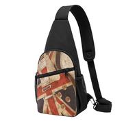 WSHFFILO Guitar British Flag printed Chest pack Sling Backpack Portable chest bag