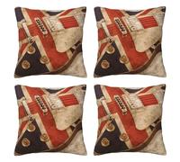 WSHFFILO Guitar British Flag printed Throw pillow Decorative Pillow Cover Soft Square Cushion Cover