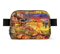 WSHFFILO Halloween Skull Printed Square-Shaped Fashionable Waist Bag Casual Chest Bag