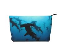 WSHFFILO Hammerhead Sharks Printed Corduroy Makeup Bag Travel Toiletry Bag Cosmetic Bag Clutch Bag