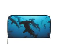 WSHFFILO Hammerhead Sharks Printed Leather Hand Wallet Long Clutch Leather Wallet