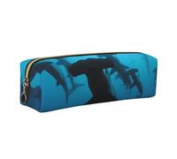 WSHFFILO Hammerhead Sharks Printed Leather Pencil Case Pencil Pouch