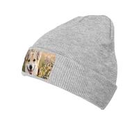 WSHFFILO happy Corgi Dog printed Knitted Hat Fashionable brimless cap Warm beanies
