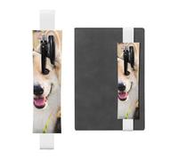 WSHFFILO Happy Corgi Dog Printed Leather Pen Holder Bookmark Pencil Case