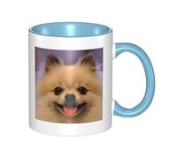 WSHFFILO Happy Short-haired Pomeranian Printed Ceramic Mug Drinking Cup Coffee Mug