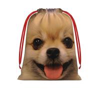 WSHFFILO Happy short-haired pomeranian printed Drawstring Gift Bag Decoration Gift Wrap Bags