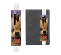 WSHFFILO Happy Short-haired Pomeranian Printed Leather Pen Holder Bookmark Pencil Case