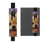WSHFFILO Happy Short-haired Pomeranian Printed Leather Pen Holder Bookmark Pencil Case