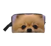 WSHFFILO Happy Short-haired Pomeranian Printed Storage Bag Makeup Bag Travel Toiletry Bag