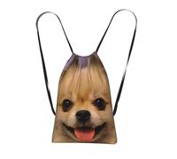 WSHFFILO Happy short-haired pomeranian printed Storage bag with a drawstring backpack Drawstring strap pack Gym Bag