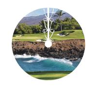 WSHFFILO Hawaii Beach Golf Course printed Christmas tree skirt Christmas Tree Skirt Base Cover
